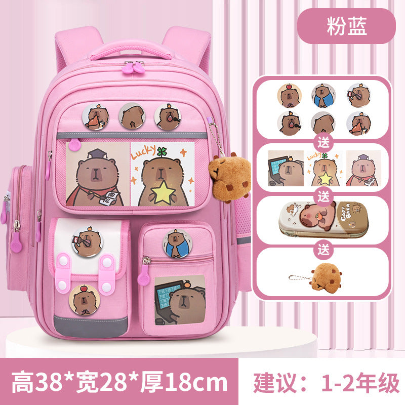 Kapibara new primary school bag, men's and women's 1-3-6 grades, light spine protection, large-capacity children's backpack