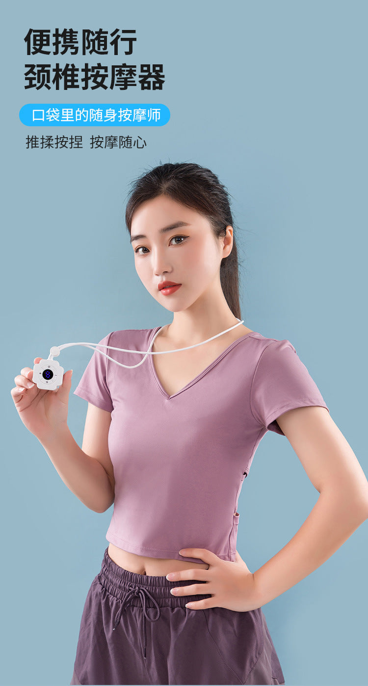 Pendant massager, hanging neck cervical massager, shoulder and neck hot compress hanging electric pulse neck protector, portable hanging neck massage