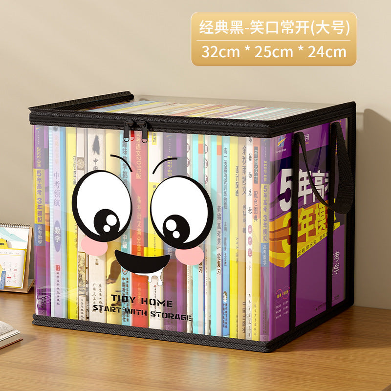 Book storage box Classroom household dust-proof transparent book box bag Desktop bookshelf Old books Toy sorting storage bag