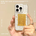 Suitable for apple 16pro transparent glue gold foil text mobile phone case iphone13/15 acrylic protective cover 12