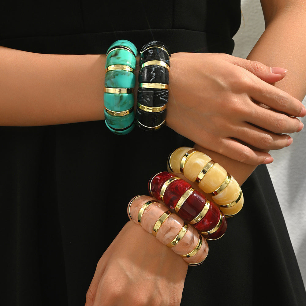 Acrylic smudged bracelet wholesale fashion cross-border stylish exaggerated multi-color accessories high-end wide elastic bracelet
