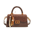 French fashion handbag small square bag women's retro color block leopard print shoulder bag autumn and winter high-end color block crossbody bag