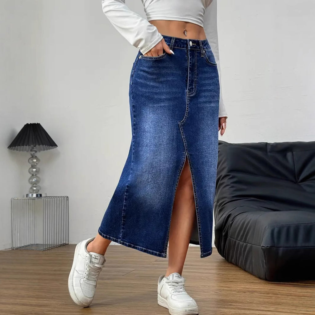 Europe, America   independent station  washed retro women's denim skirt
