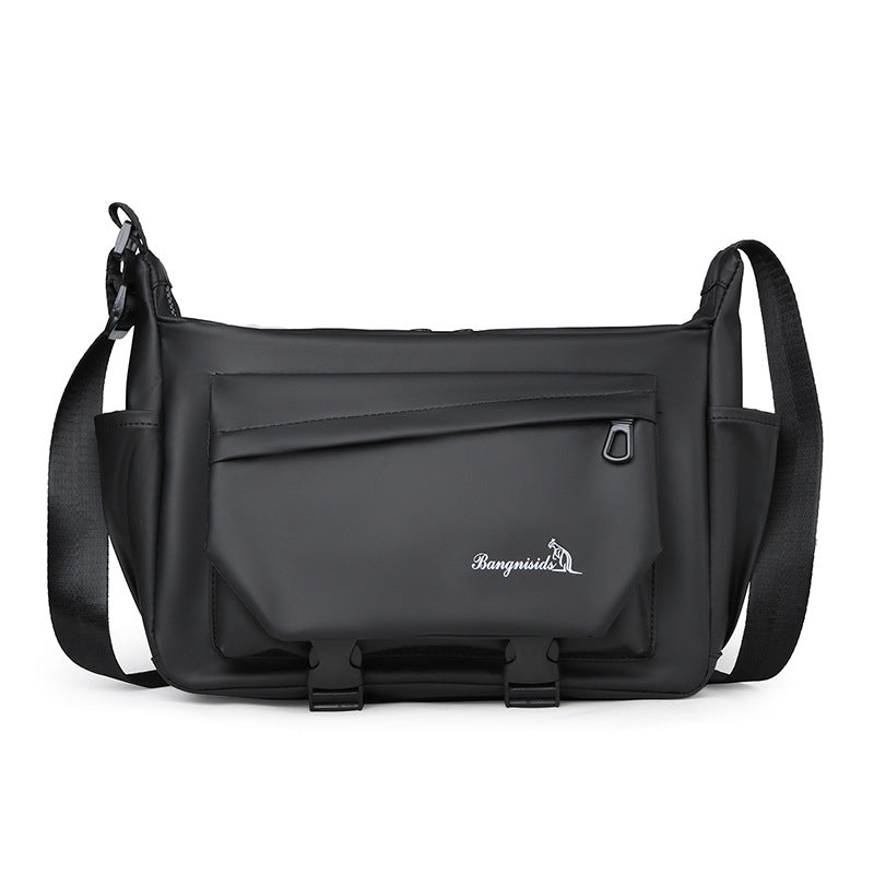 New men's fashion trend messenger bag casual bag large capacity leather film messenger bag functional bag men's bag