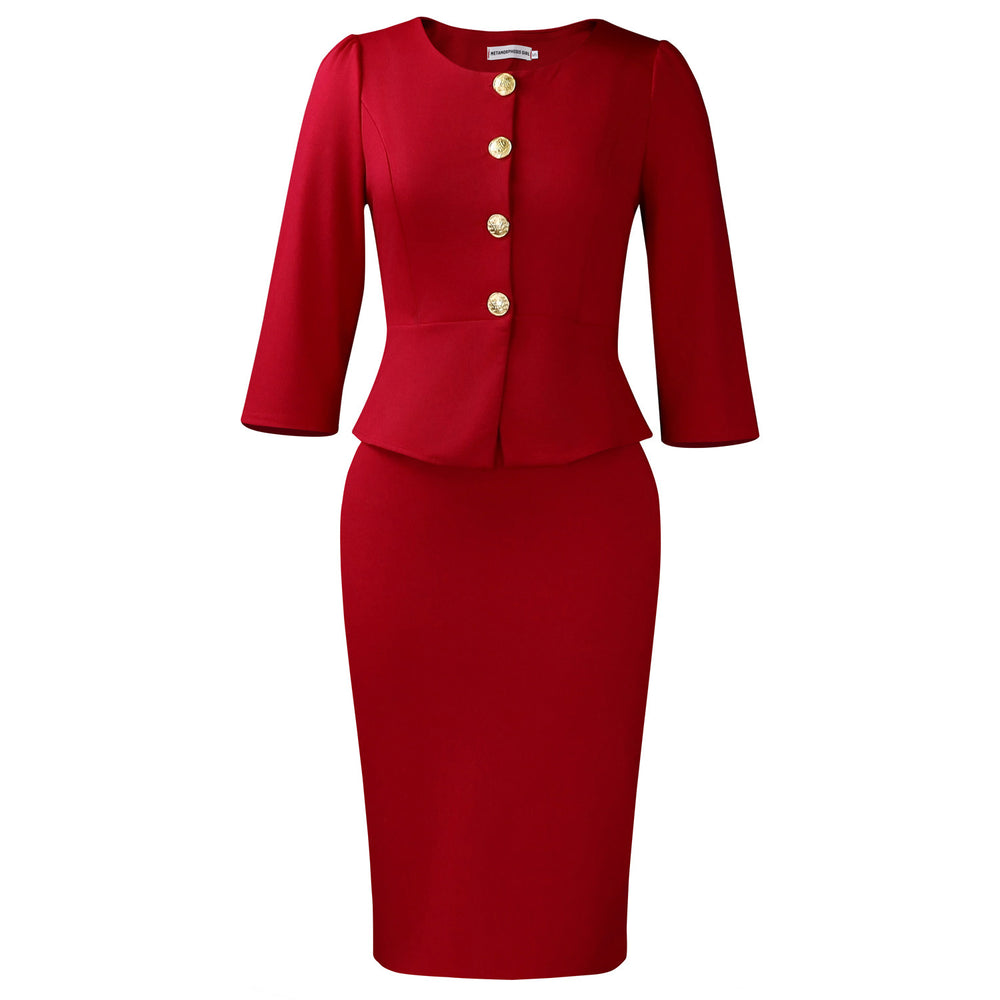 C8640 cross-border women's clothing  winter new fashion elegant round neck ruffle african fashion set