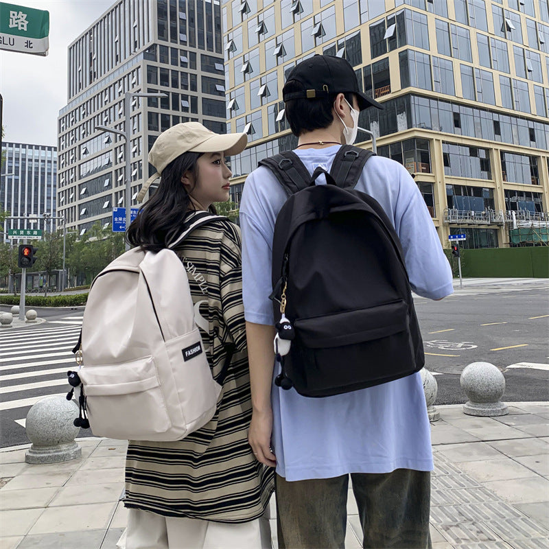 Backpack Men's Simple Large Capacity Travel Backpack Women's Casual Solid Color Japanese Junior High School Student Elementary School Bag Men's
