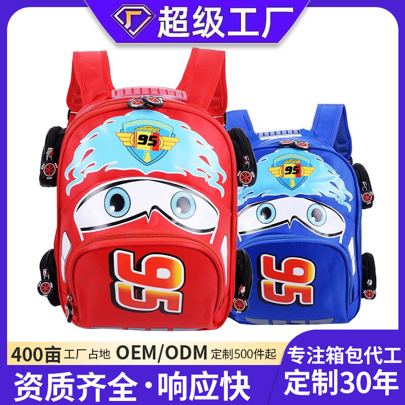 New wholesale children's car backpack, perfect for elementary school boys. features a cartoon design, suitable for grades 1-6. waterproof, wear-resistant, and ideal for kindergarten
