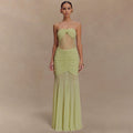 European and american cross-border  summer new sleeveless bandeau maxi dress - sexy, spicy, ruched, cutout, slim-fit women's dress