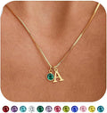 new arrival women's initial birthstone necklace fashion 14k gold-plated letter casualeasiest for match clavicle chain