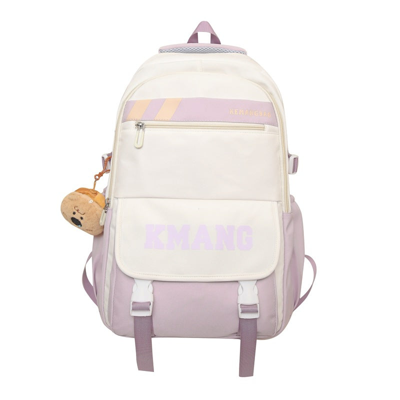 School bag for female junior high school students 2024 new travel backpack for high school students and girls large-capacity Korean version contrasting color backpack