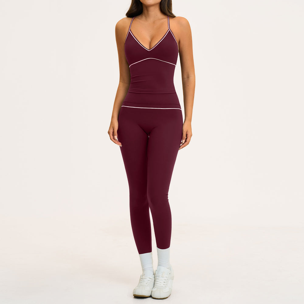new yoga outfit: high-waisted peach lift, color block, push-up, and beautiful back design - activewear set 9615