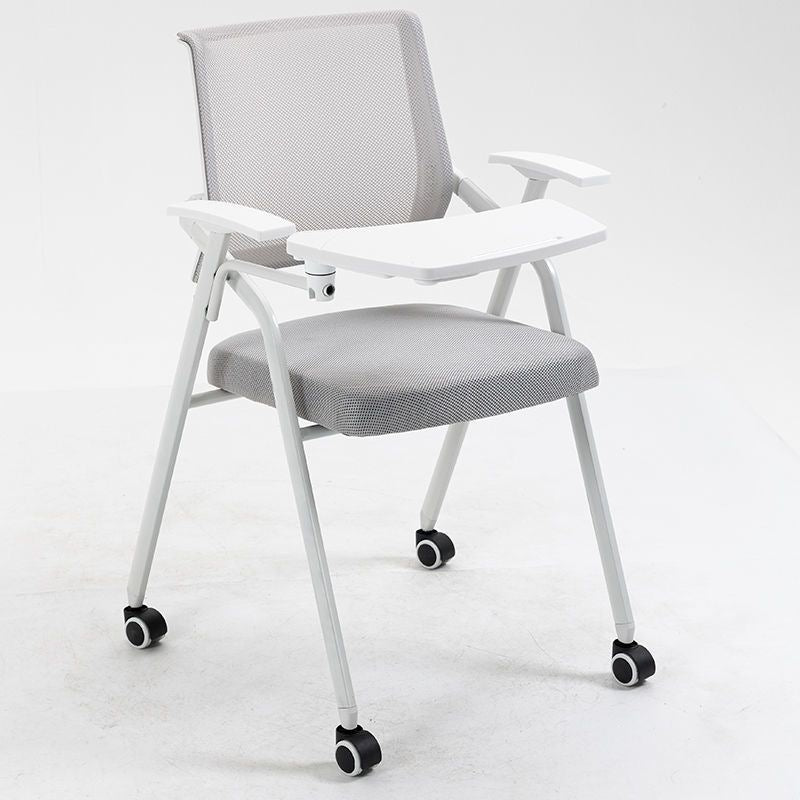 High-end training chair with tabletop, foldable with writing board, white office conference room desk and chair combo, conference chair