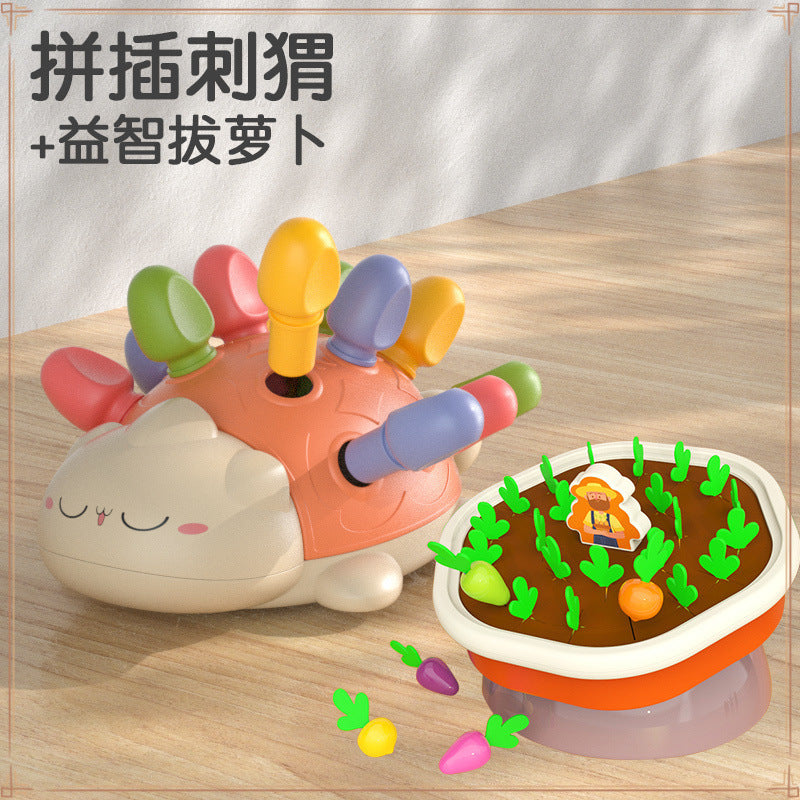 Hedgehog assembly hole pulling nails 6 months 8 baby concentration training early education baby toys 1 3 years old puzzle