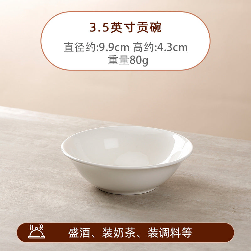 Ceramic bowl for home eating 2025 new arrival pure white rice bowl wonton soup bowl commercial noodle bowl restaurant thickened bowl