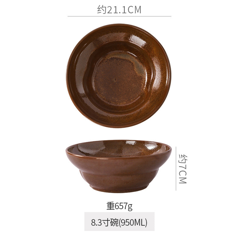 Vintage aesthetic ceramic rice & dessert bowl - high-end tableware for restaurants & hotels - fruit salad, snack, and breakfast bowl