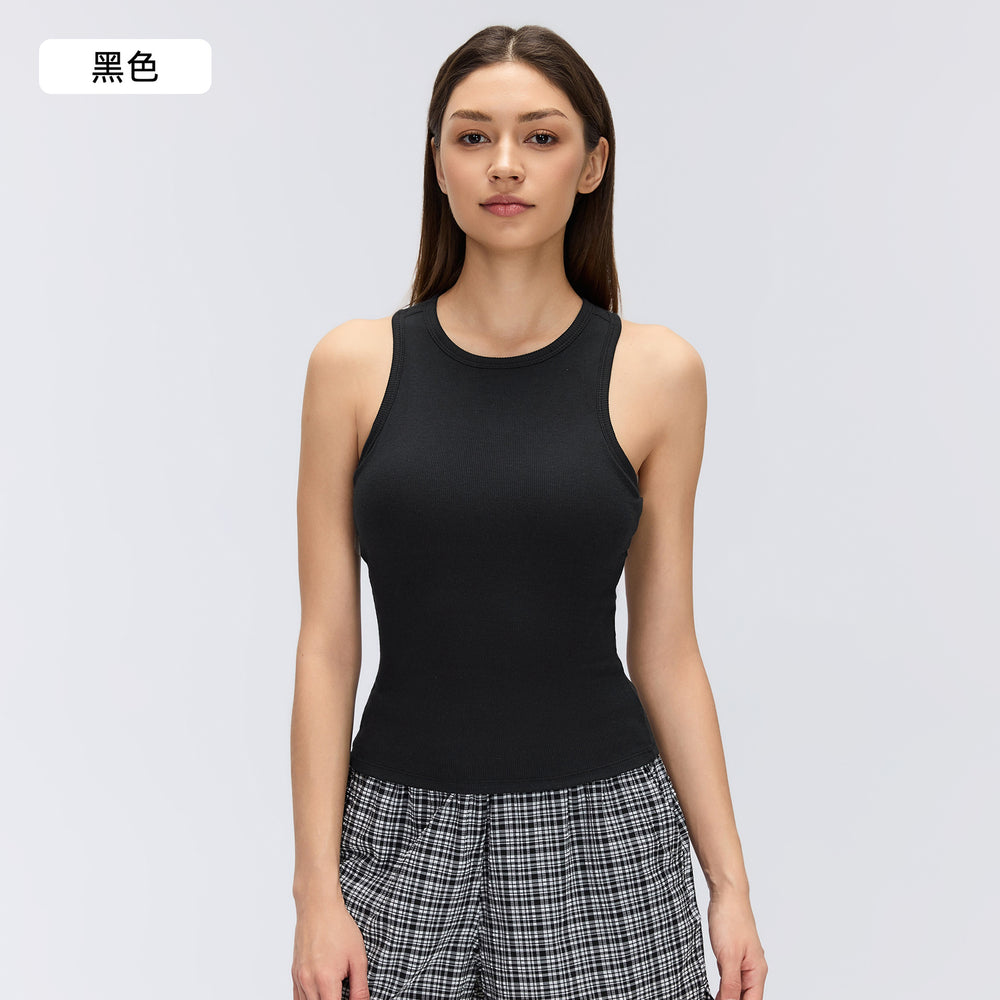 Modal comfortable sports tank top for women - summer, padded, slim fit, sleeveless yoga top d26035