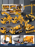 Kids' large construction vehicle set - excavator, mixer truck, bulldozer, dump truck, crane - toy car gift for boys