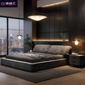 Italian normcore bedroom for home large bed ear bed gray fabric double bed casual soft bag light luxury large bed wedding bed