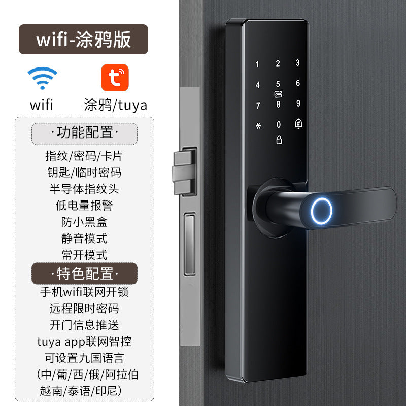 Semi-automatic fingerprint security door lock, ttlock electronic lock, tuya smart lock, password lock, fingerprint lock