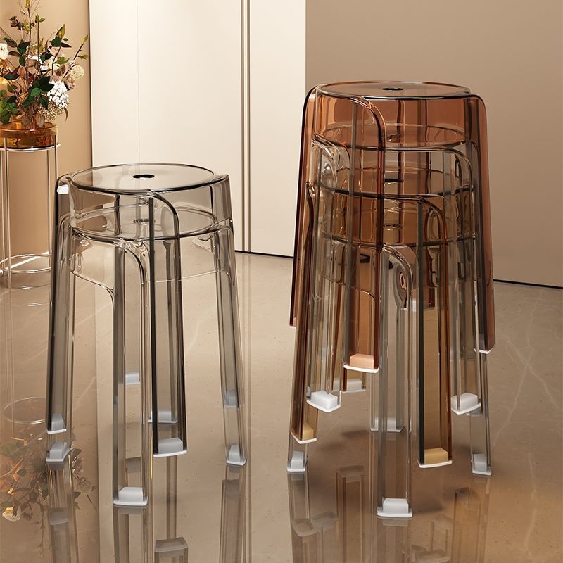 Minimalist chic stool - commercial grade, thickened, stackable, transparent round stool chair - acrylic chair, plastic stool for home use