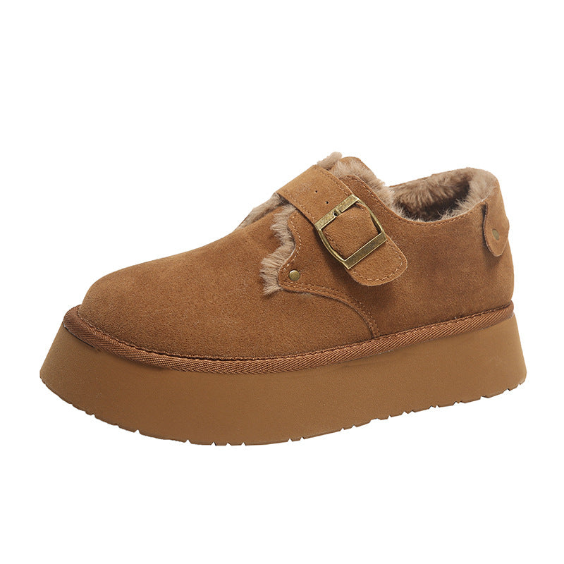 Thick solefleece-lined bean birkenstock shoes women's 2025new arrival autumn winter loafers birkenstock cotton shoes heattech snow boots