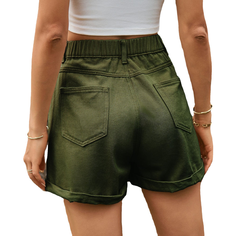 European and american cross-border women's fashion independent website  new summer versatile elastic waist design denim shorts casual pants