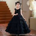 Hot-selling ready-to-ship girls' dresses: new european and american style, elegant tulle skirts, children's tiered dresses, high-end black halloween dresses