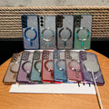Gradient glitter electroplated magnetic case for samsung s25 edge, s24 ultra lens film, cd pattern protective soft case