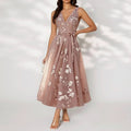 women's summer maxi dress - cross-border european & american style - elegant printed waist-tie dress