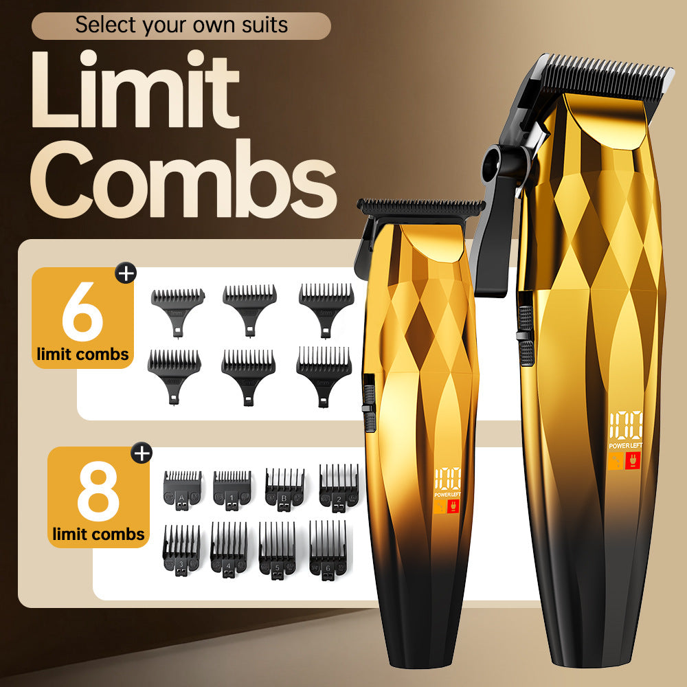 professional hairdressing set, hairdressing electric clipper, oil head carving scissors, shaving bald head machine, three-piece set