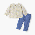 Baby suitautumnew arrival style girltwo-piece setfloral pastoral style babyautumlong sleeves children's clothing