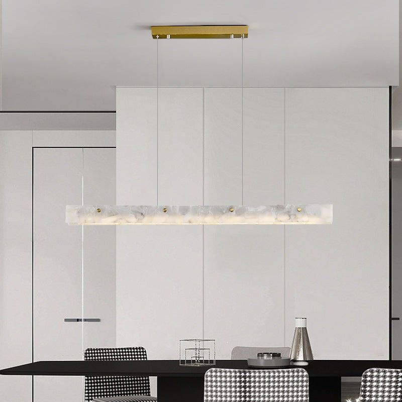Nordic light luxury designer modern minimalist linear island table office study lamp minimalist restaurant marble chandelier