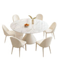Rock slab dining table round modern living room dining table round rotating telescopic rock slab dining table