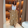 European and american cross-border women's fashion:  summer new arrivals - stylish printed high-waisted slimming asymmetrical long striped midi skirt