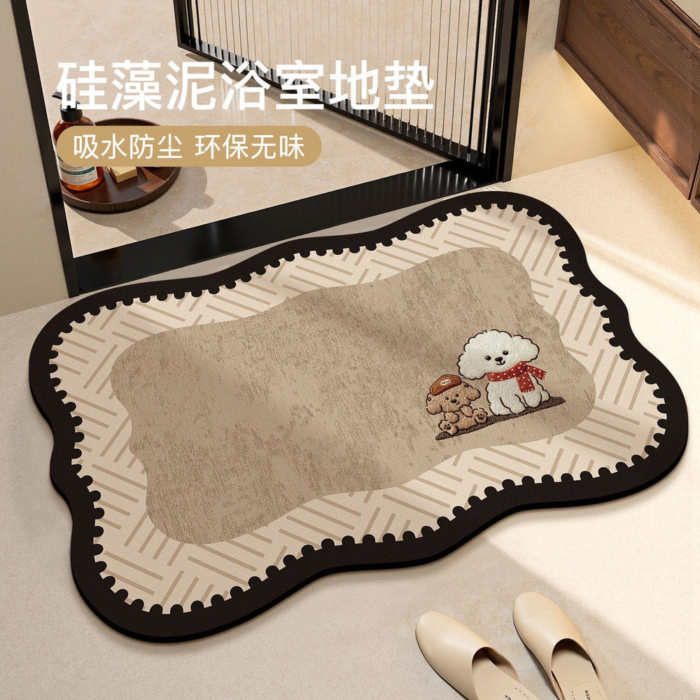 Diatom mud bathroom floor mat door absorbent quick-drying for home bathroom toilet foot mat medieval style wash basin non-slip