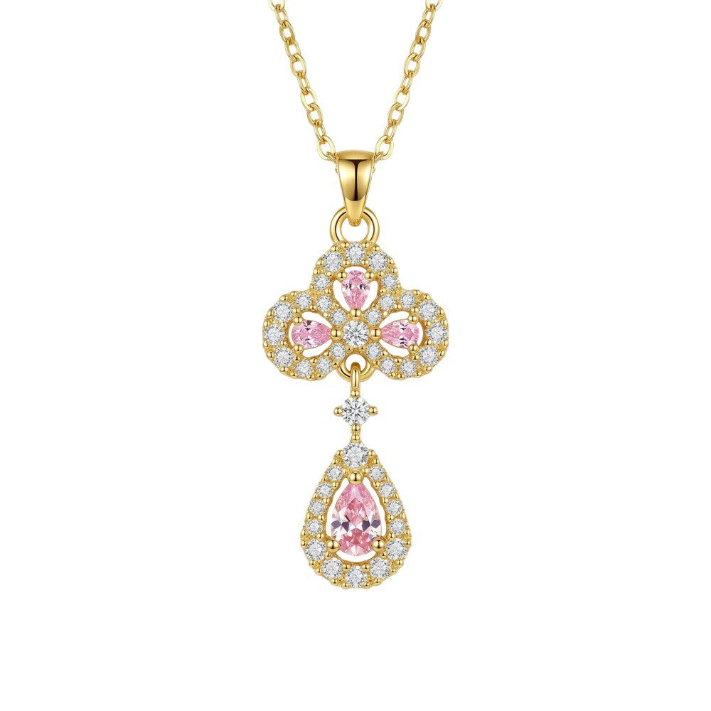 Popular popular fashion copper inlaid zirconium full diamond water drop necklace for women accessible luxuryniche styleeasiest for match non-fading clavicle chain jewelry