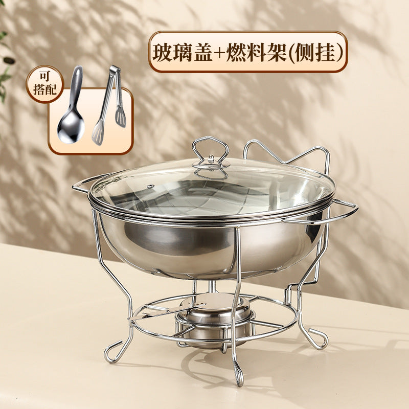 Thickened buffet stove cross-border hot-selling stainless steel round insulation stove restaurant commercial heated buffet stove