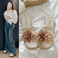 Color block retro floral fairy style women's sandals - summer new comfortable thong sandals for vacation