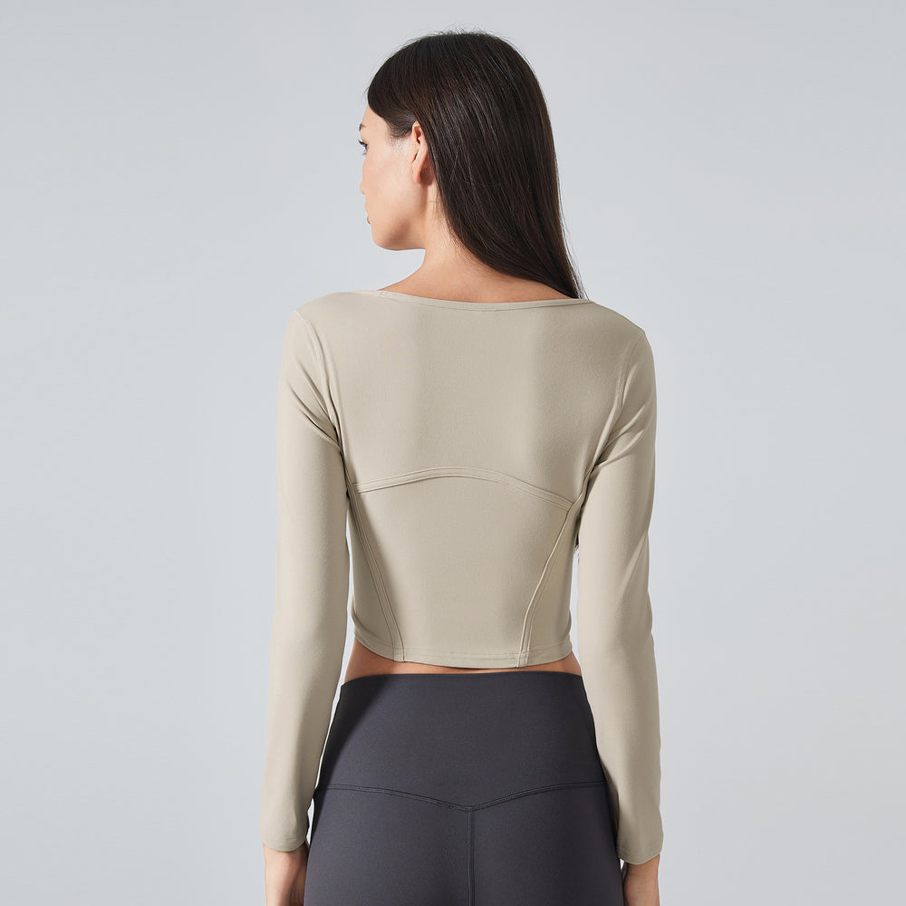 Fall and winternew arrival sports tops women's professional training running fitness long sleevesshortslimming look yoga clothes daw194
