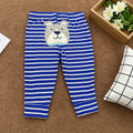 Original infant striped blue and white bottom cute puppy appliqué pattern all-cotton soft and skin-friendly cuffed pants