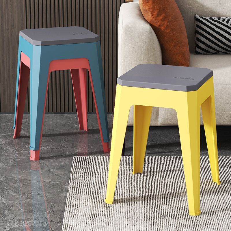 Popular new plastic stool, thickened and durable, square stool, minimalist design for home use, living room storage, shoe-changing stool, stackable for entryways