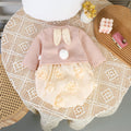 new girls' summer romper set - long sleeve, stylish, cute, korean style, patchwork baby girl outfit