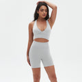 seamless knitting high-elastic tight sexy yoga suit cross-shaped back running fitness two-piece set