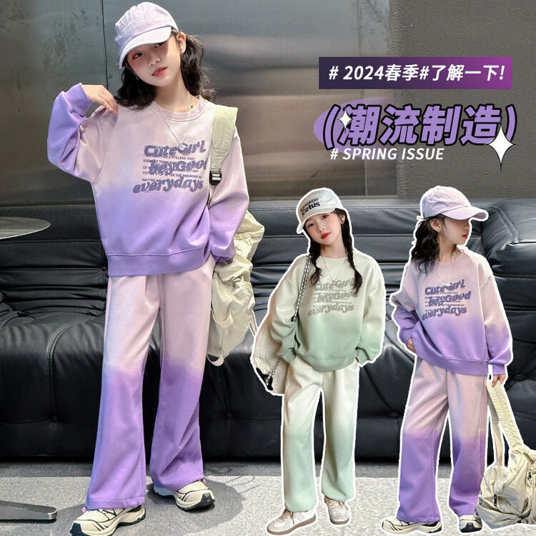 Girls' fall outfit : stylish new autumn collection for kids - trendy activewear tracksuit set for older girls, perfect for spring and autumn