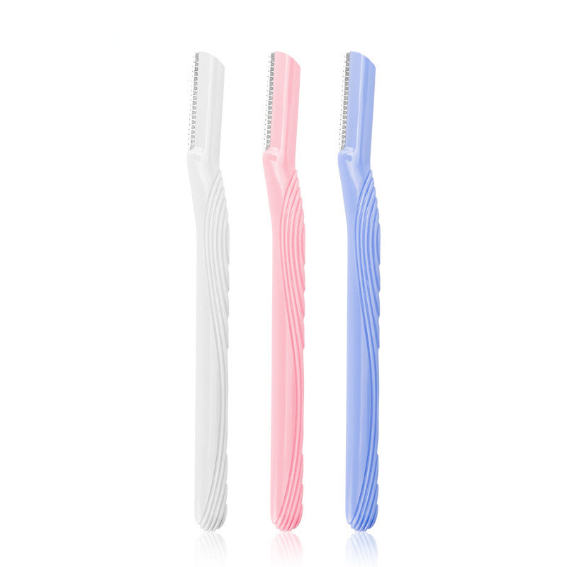 Straight handle eyebrow razor for women - safe, anti-slip, with protective mesh - wholesale beauty tool for gifting