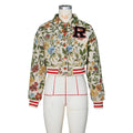 Amazon hot seller:  spring new arrival jacquard european and american style women's long sleeve square neck cropped jacket