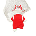 Baby new year's quilted thickened romper winter jumpsuit newborn chinese style full month celebration outfit