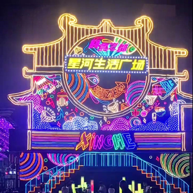 Lighting painting shopping mall exterior wall outdoor decorative lights night scene modeling painting beautiful Chen lighting flame retardant LED curtain wall lighting painting