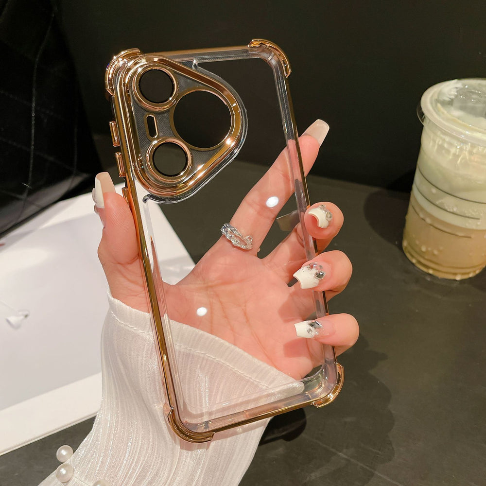 Suitable for huawei p80 electroplated transparent mobile phone case with four-corner airbag anti-fall magic8 protective cover nova13pro new