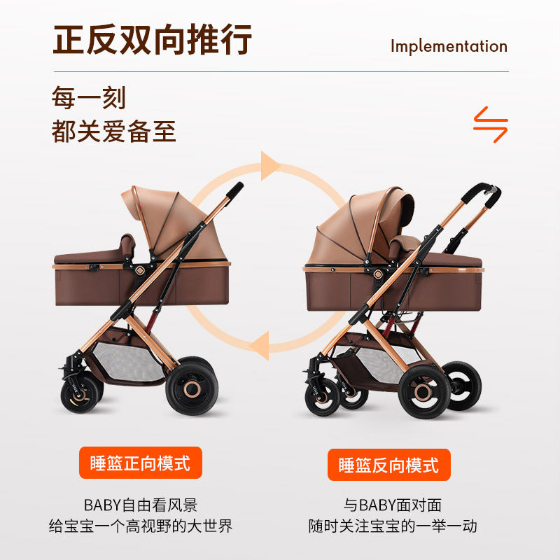 Wisesonle lightweight, foldable, portable baby stroller with basket, shock absorption, and safe seating/reclining options
